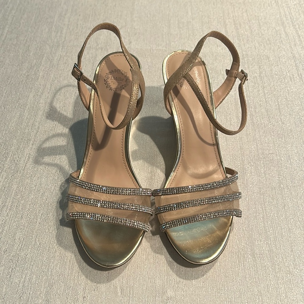 I.Miller Bedazzled metallic rhinestone Wedges